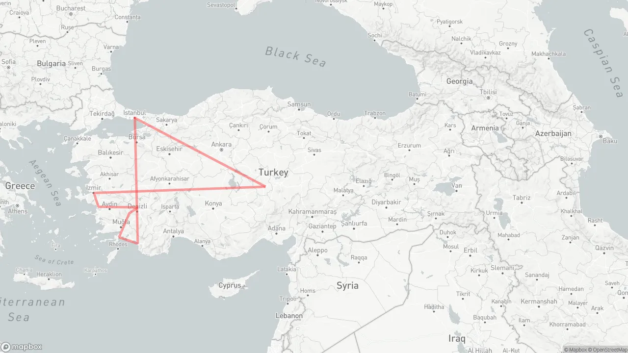 14 Days Fam Trip in Turkey map