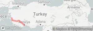 Self Drive Ephesus to Antalya map